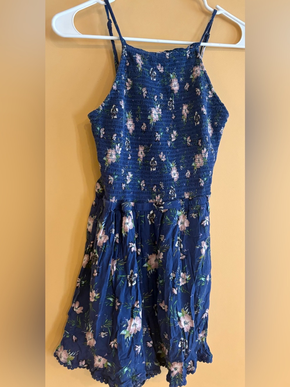American Eagle Outfitters Navy Floral Smocked Romper